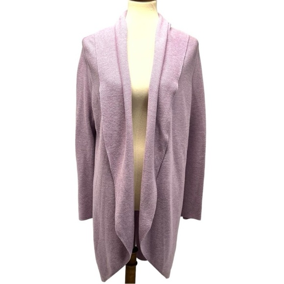 Eileen Fisher Lavender Cotton Linen Blend Open Front Cardigan Sweater Women’s L - Picture 1 of 11